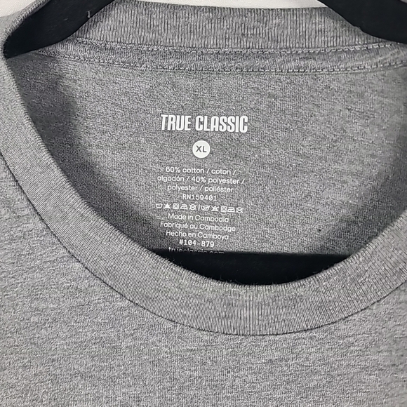 NEW True Classic Men's T-Shirt Long Sleeve Crew Neck Basic Tee Shirt GRAY Sz XL - Picture 2 of 5